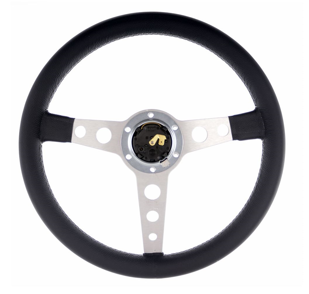 Steering Wheel Prototipo Silver Spoke/Black Leather 350mm RX2453